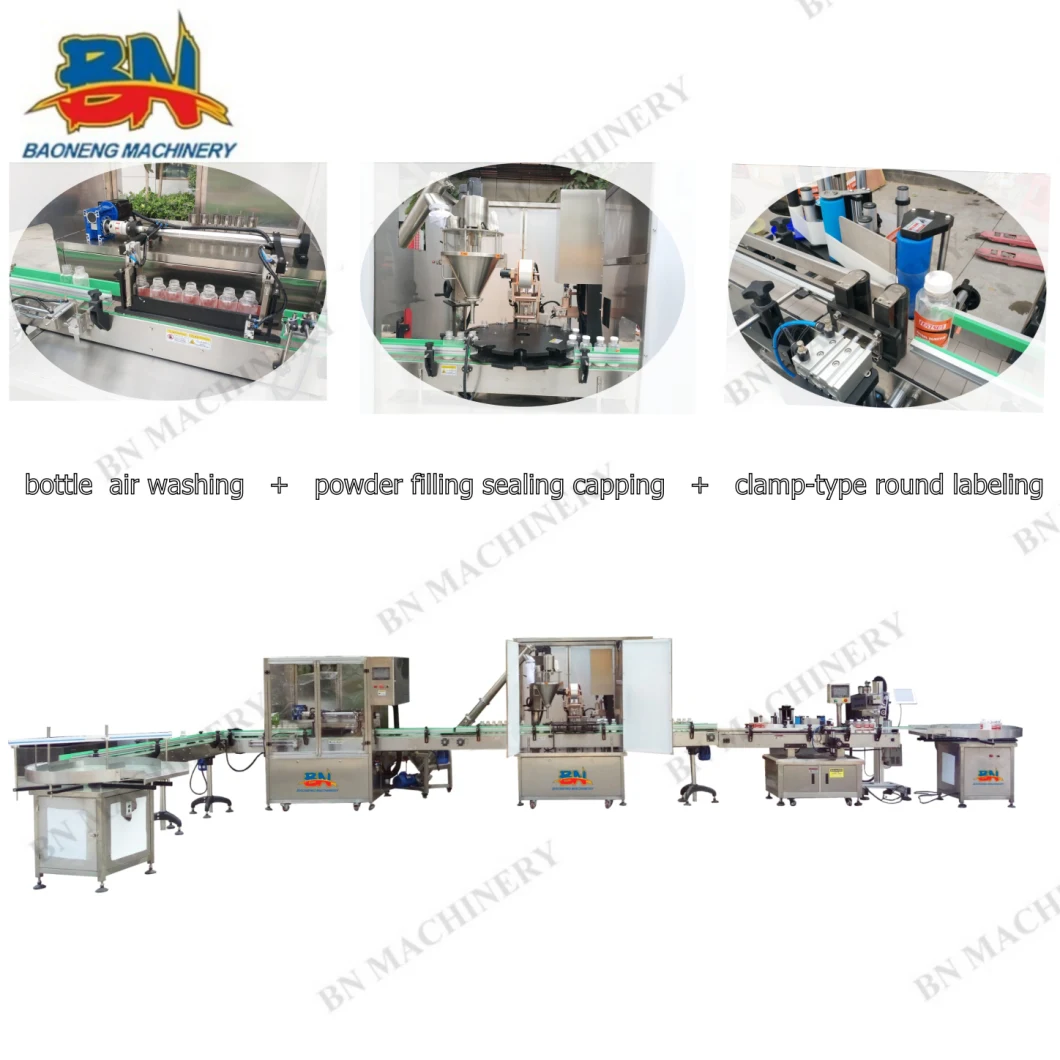 Automatic Bottle/Vial Powder Filling Machine with Bottle Washing Sealing Labeling Packaging Line